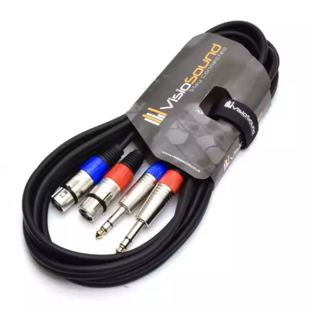Hembra XLR a Cable Jack Estéreo TRS 6.35mm Doble / Cable señal Balanceado 3m