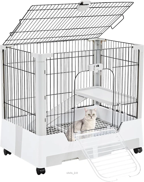Rolling Rabbit Cages YAHEETECH ROLLING SMALL Animal Cage 2-Level Open Top Rabbit Cage with ...