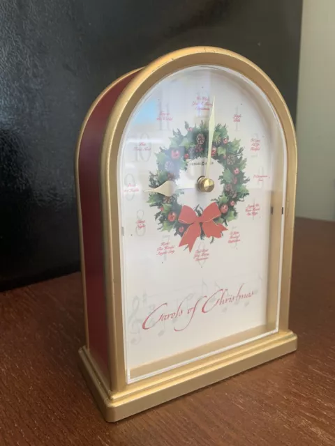 1999 Howard Miller Carols of Christmas-Musical Desk Mantel Clock 645-424 TESTED 2