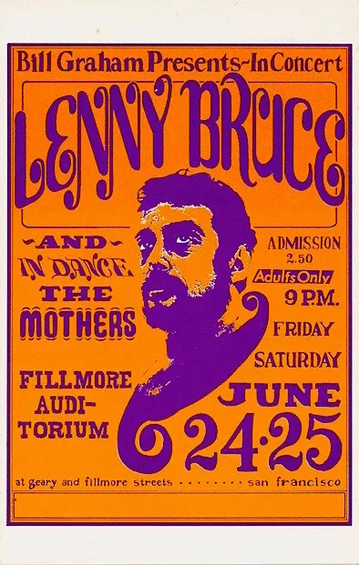 MINT Lenny Bruce Zappa Mothers 1966 BG 13 Fillmore Card