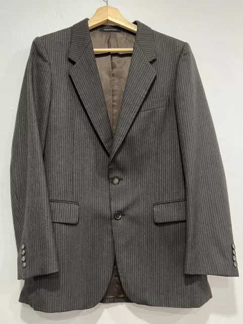 Yves Saint Laurent Jacket 38 Vtg Made In France Brown Pinstripe Wool Blazer Coat