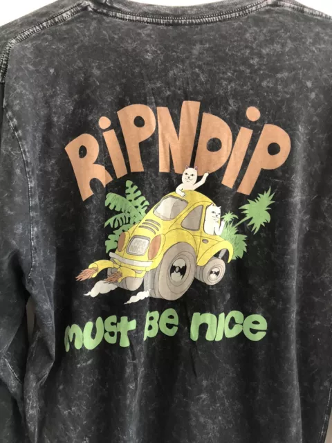 Rip N Dip Distressed Must Be Nice Black Long Sleeve T-Shirt SZ Medium