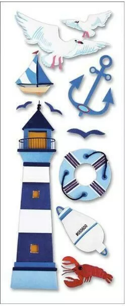 TOUCH OF JOLEES DIMENSIONAL STICKERS - LIGHTHOUSE, Seagulls, Anchor