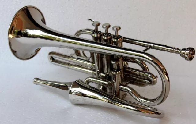 NUEVO CROMO Bb FLAT ECHO CORNET GRATIS ESTUCHE RÍGIDO + BOQUILLA