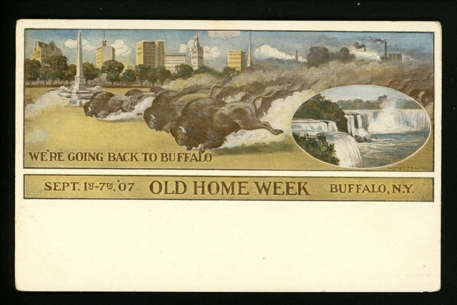 Buffalo, New York NY postcard Old Home Week 1907 Wilfred Davison Vintage