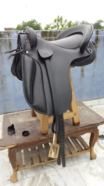 Spanish saddle  on DD leather buffalo black color on drum dye finished High QLTY