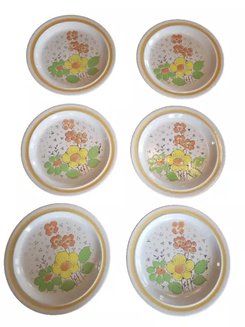 6 Vintage County Meadows Stoneware Dinner Plates ~ Lot Of 6   10.5"  Japan Retro