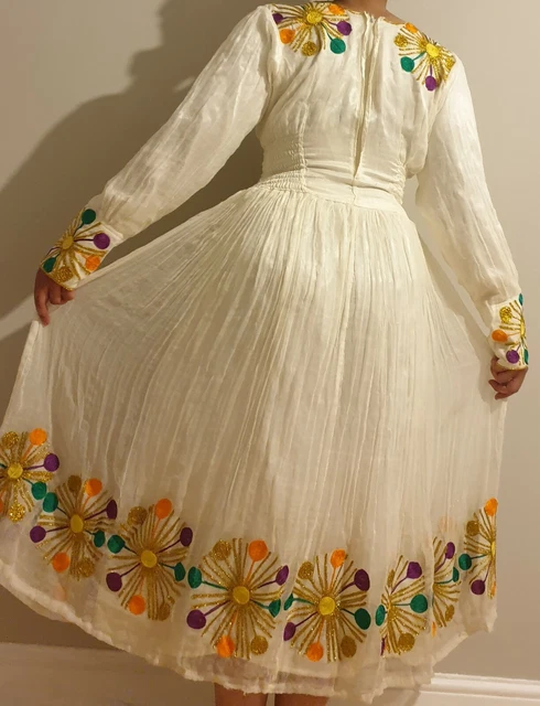 Brown Flowing Chiffon Habesha Dress – Elegant Ethiopian Zuria for Weddings, Melse, and Special Occasions main image 1