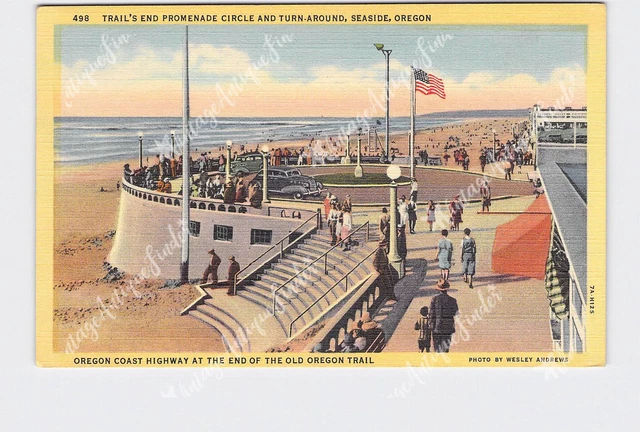 PPC Postcard OR Oregon Seaside Trail's End Promenade Circle And Turn Around Coas