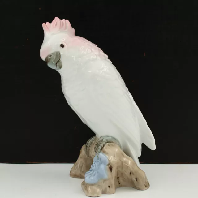 Royal Dux Cockatoo Porcelain Figurine in Pink, Czech