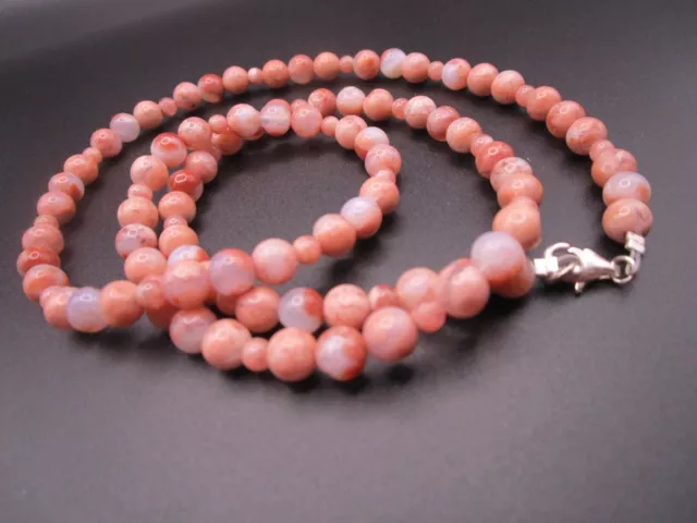 lange rosa Moosachat / Chalcedon Rhodochrosit Kette