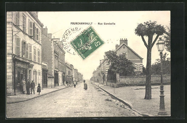 CPA Fourchambault, Rue Gambetta, vue de la rue im Ort 1908