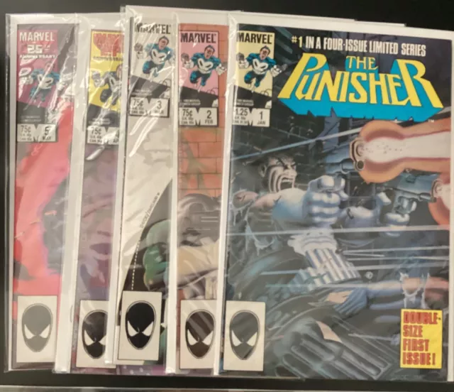 Marvel Comics, Punisher 1,2,3,4,5, Mini Series, 1st Solo Series,Look!
