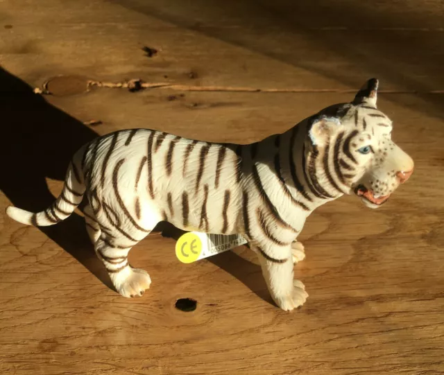 SCHLEICH weißer Tiger aus dem Jahr 2000 mit Fahne wie neu aus d. Serie Wild Life