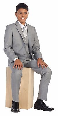 Magen Boys FORMAL light gray SLIM FIT suit 7pc set coat,vest,pant,shirt,cliptie