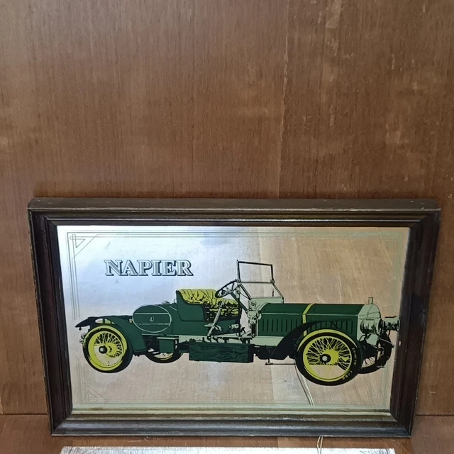 Ancien Miroir Publicaire Automobile – Affiche Maurice Neumont – Cadre Vintage Avec Traces Du Temps