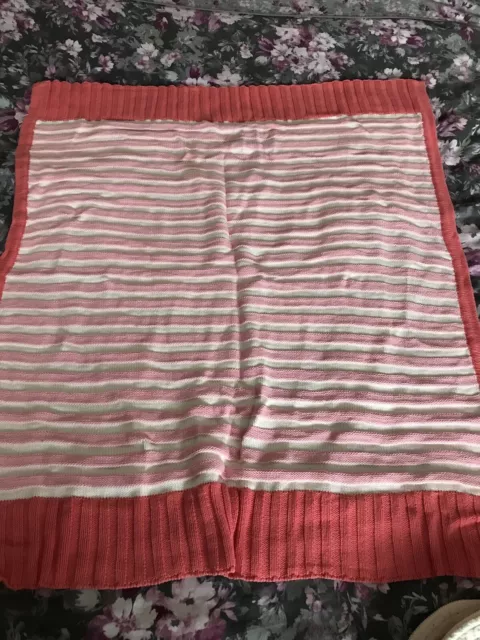 Mamas And Papas Baby Knitted Blanket Pink Stripes