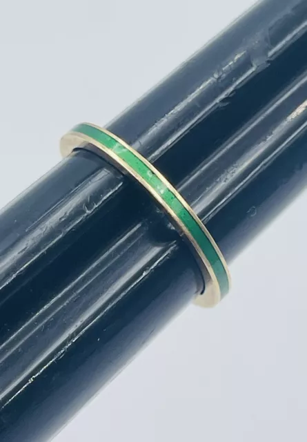 Vintage 14k Gelbgold Grün Emaille Streifen Band Ringgröße 6