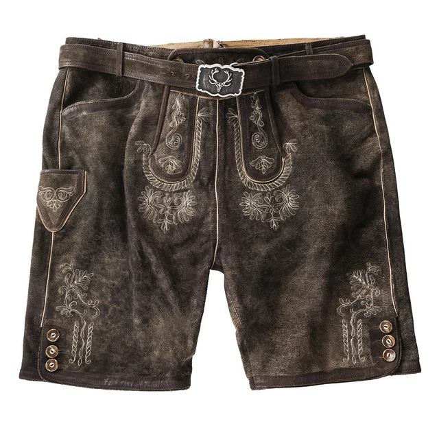Lekra kurze XXL Trachten-Lederhose dunkelbraun