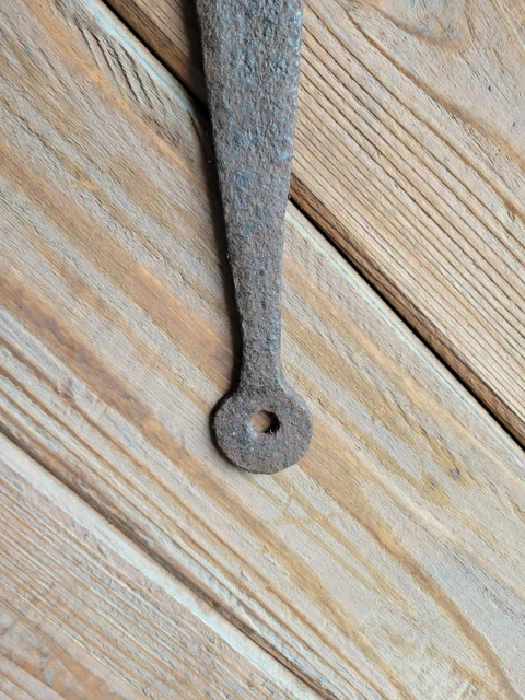 19c Antique Hand Wrought Forged Iron Barn Door Strap Hinges 26" 2