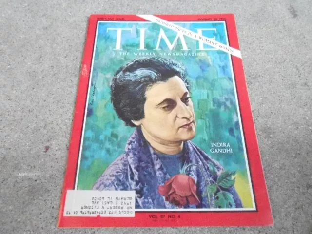 JAN 28 1966 TIME vintage news magazine INDIRA GANDHI - INDIA