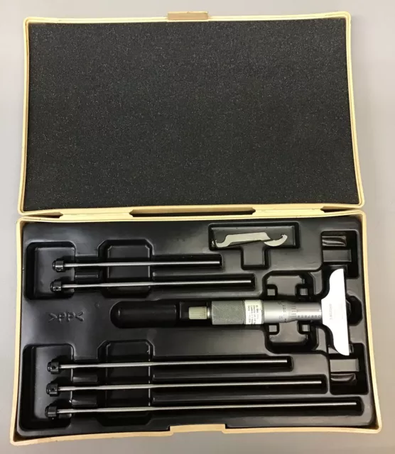 Mitutoyo 129-128, 0-6" X .001" Depth Micrometer, 2.5" Base (b215) Mitutoyo 129-128, 0-6" X .001" Depth Micrometer, 2.5" Base (b215)
