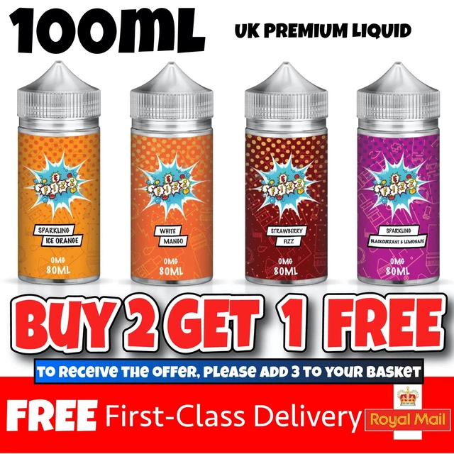 EFIZZ ELIQUID E liquid Vape Juice Liquid Sparkling Flavour 100ml 0mg VG PG  70/30 £9.99