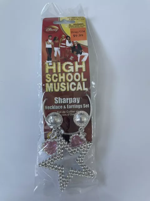 High School Musical Sharpay Necklace Earrings Set Star Hearts Costume Disney