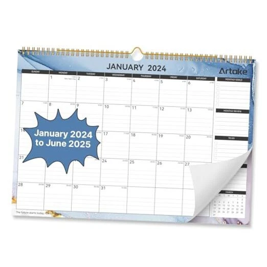 DESK CALENDAR 20242025, January 2025 June 2025, 18Months,17''X 12
