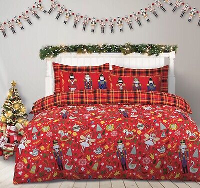 Juego de ropa de cama festiva para edredón de Navidad Casque Rojo Reversible