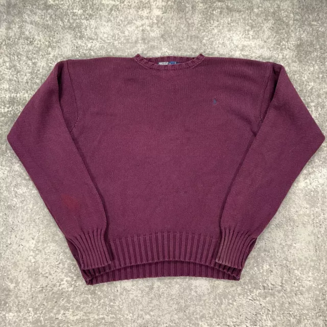 Vintage Polo Ralph Lauren Sweater Mens XXL Purple Crew Neck Heavy Knit Logo 90s