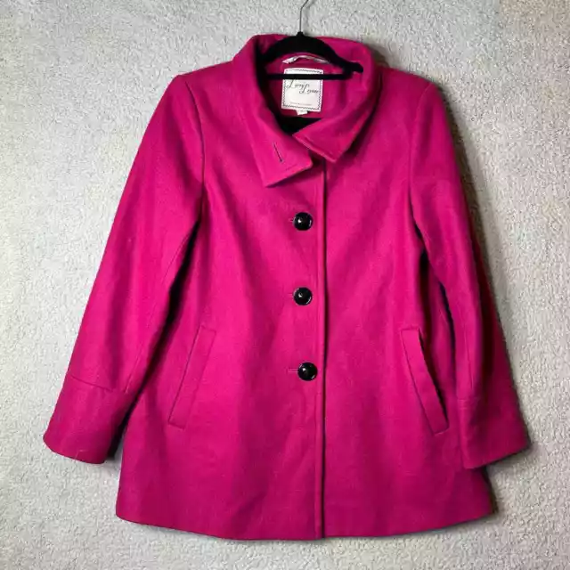 LARRY LEVINE COAT Womens Small Pink Thrill Wool Classic Front Button ...