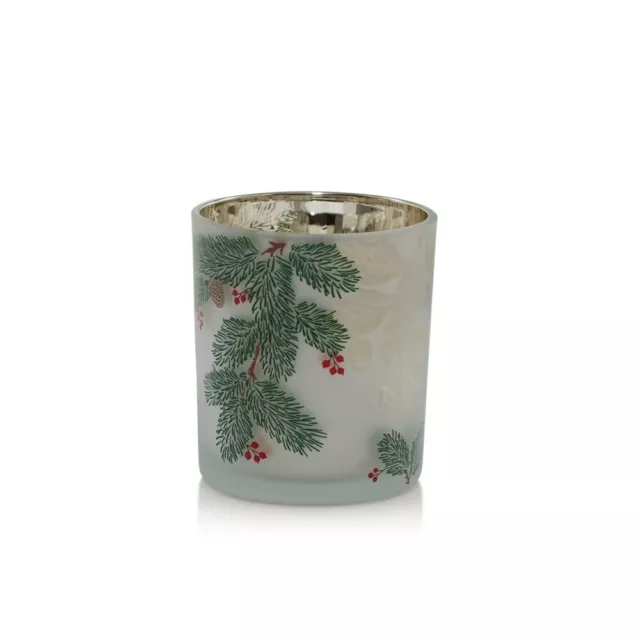 Yankee Candle Balsam Trees Flicker Votive Tea Light Candle Holder Frosted Glass