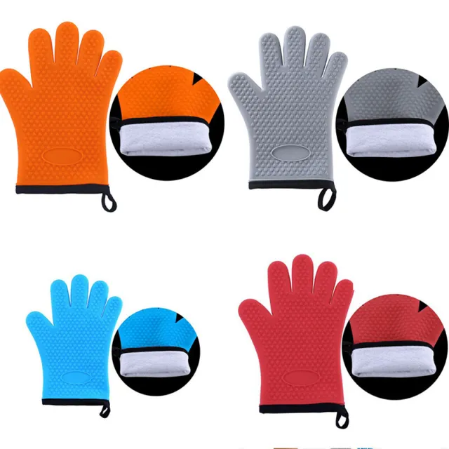 Cooking Mitts Silicone Gloves Pair of Gloves Kitchen Heat Resistant BBQ Oven