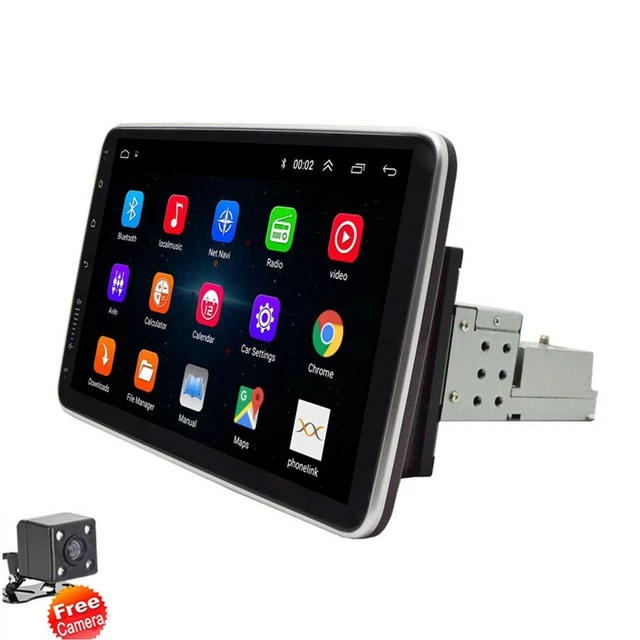 1 Din 10in Car Stereo Radio Player Rotatable Touch Screen GPS WiFi 16GB W/Camera