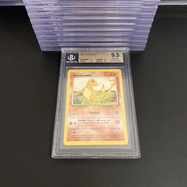 Pokémon Beckett BGS 9.5 PSA 10 Base Set Fourth Print Charmander 46/102 WOTC MINT