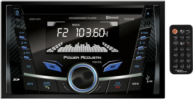 Power Acoustik Double 2 Din PCD-52B CD/WMA/MP3 Digital Media Player Bluetooth