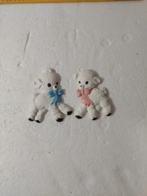 Homco Vintage Baby Lambs Nursery Pink Blue Wall Art Decor