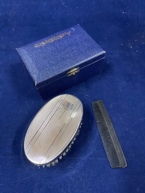 Case Gents Travelling Brush & comb Set Art Deco Style