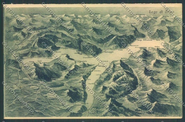 Lecco Bellano Mappa cartolina LQ4718