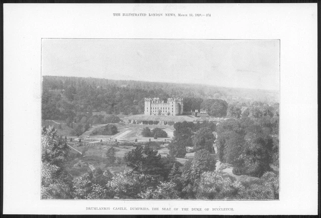 1898 Antique Print - SCOTLAND Dumfries  Drumlanrig Castle Duke Buccleuch  (287)