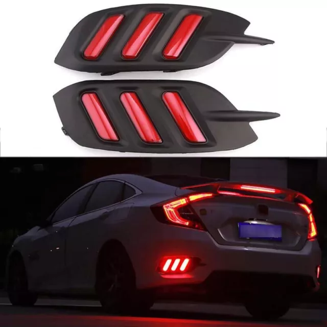 2016-2021 For Honda Civic 10th Turn Signal Led DRL Rear Bumper Fog Light Lamp 2X