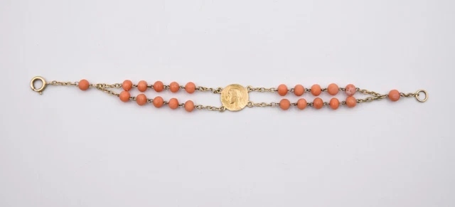Peigne Barrette Vintage En Corail Et Métal Doré - Bijou Ancien - Occasion à Restaurer Ou à Porter
