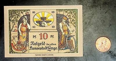 1921 Germany LEMGO 10  Phennig Banknote / Notgeld