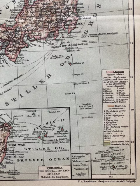 antike historische Landkarte Japan und Korea ca. 1904 2