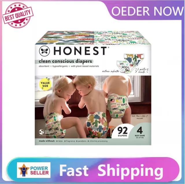 Honest Diapers - Select Size & Count - Clean Conscious Diapers - Size 4, 92 ct