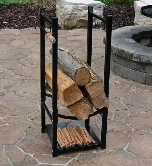 Rack Firewood Log Holder Wood Storage Outdoor Fireplace Indoor Metal Fire Place