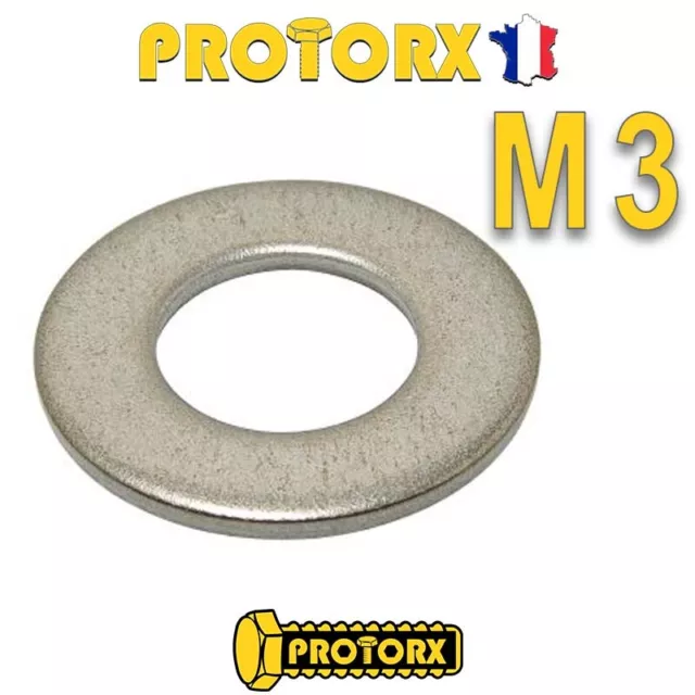 RONDELLE MÉTAL INOX PLATE MOYENNE M3 x (10 à 50pcs) | (3,2mm x 8mm x 0,8mm)