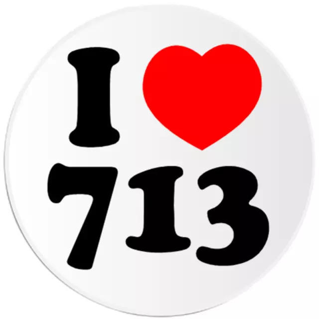 I Love 713 - Circle Sticker Decal 3 Inch - Area Code Houston Texas