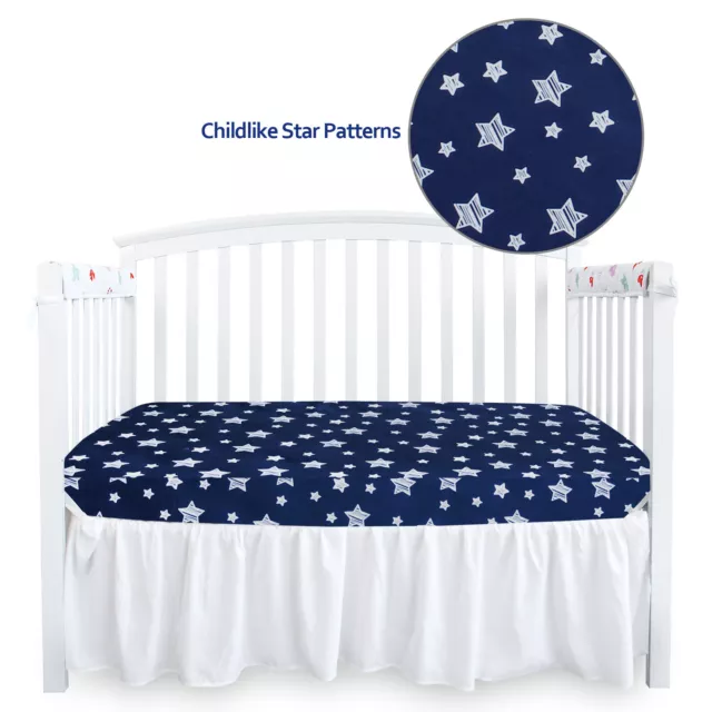 Standard Crib Mattress Sheets for Baby Soft Fitted Crib Sheet Navy 52'' x 28'' 2